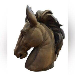 Vintage ceramic horse head bust mid-century modern sculpture